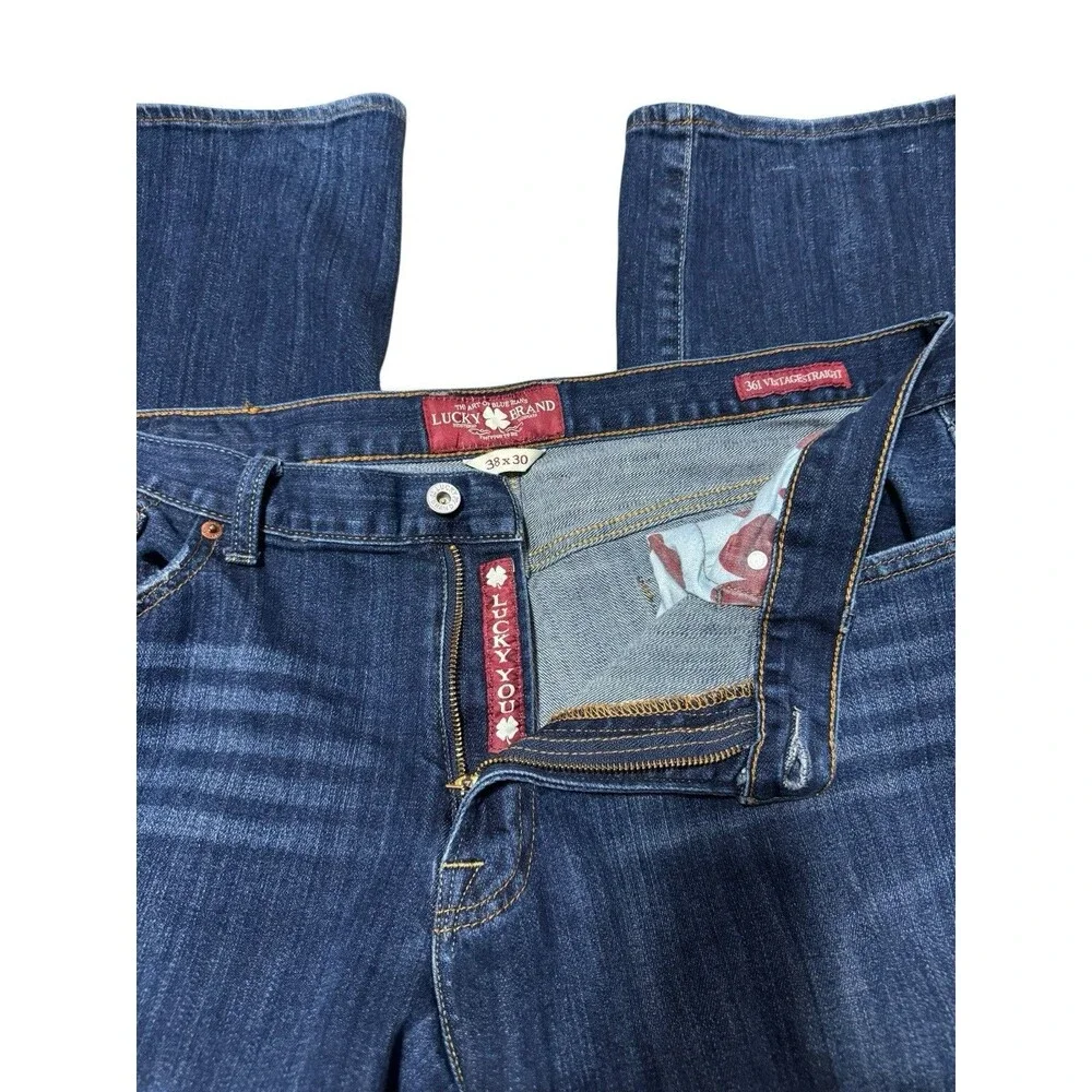 Lucky Brand Jeans Men 38x30 Blue 361 Vintage Straight Dark Wash Denim